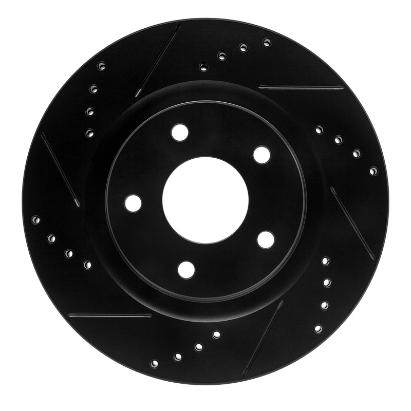 Nissan Sentra Brake Rotor (1) - Front Left - R1 Concepts - Drilled & Slotted - Black - `11-`19
